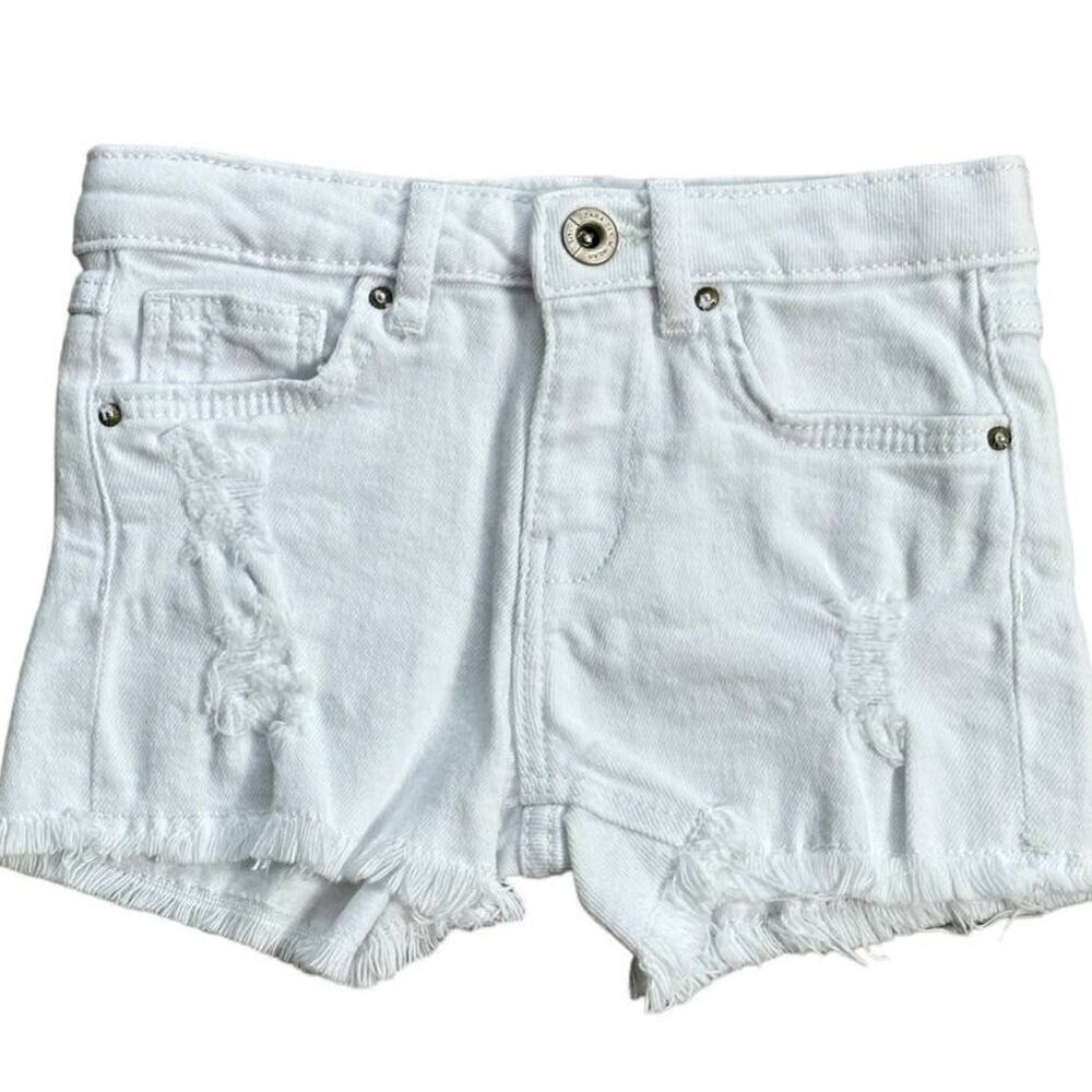 Zara White Girls' Distressed Denim Shorts